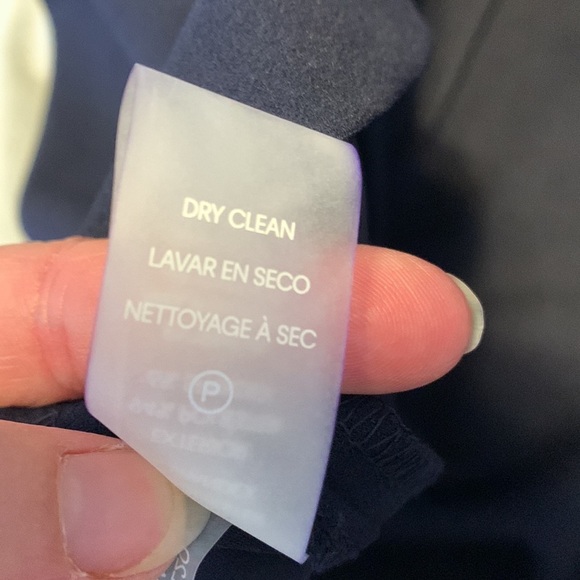 Calvin Klein long ballon sleeve fit & flare scoop neck buttons navy career 10 - Picture 8 of 11